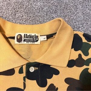A Bathing Ape Men's Camouflage Polo Shirt - Tan and Green